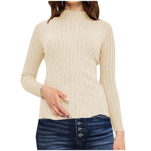purcolt Women's Ribbed Knit Turtleneck Sweaters Casual Long Sleeve Loose Mock Neck Pullover Sweater Fall Winter Jumper Tops