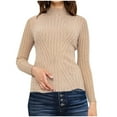 thumbnail image 1 of purcolt Women's Ribbed Knit Turtleneck Sweaters Casual Long Sleeve Loose Mock Neck Pullover Sweater Fall Winter Jumper Tops, 1 of 6