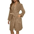 thumbnail image 1 of purcolt Women's Robe Long Plush Soft Bathrobe Soft Comfortable Jacquard Shawl Collar Sleepwear Robes with Pockets and Belt, 1 of 4