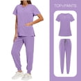 thumbnail image 1 of purcolt Women's Scrubs Set Short Sleeve Two Button V-Neck Scrubs Top & Elastic High Waist Drawstring Jogger Pants Medical Scrubs Set with Pockets, 1 of 1