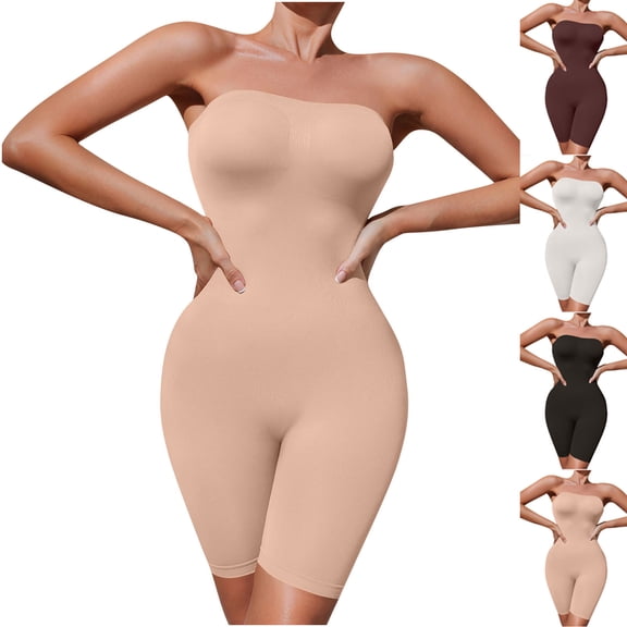 purcolt Women's Seamless Shapewear Bodysuits Tummy Control Butt Lifter Slimming Body Shaper Strapless Mid Thigh Body Suit