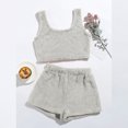 thumbnail image 1 of purcolt Women's Sexy Fuzzy 2 Piece Sleepwear Outfits Solid Color Casual Sleeveless O-neck Warm Crop Tank Top Pullover + Shorts Set Loungewear Flannel Pajamas Set, 1 of 7