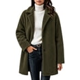 thumbnail image 1 of purcolt Women's Sherpa Fuzzy Fleece Jackets Button Down Notched Lapel Mid Trench Coat Casual Warm Winter Cold Weather Pea Coat, 1 of 5