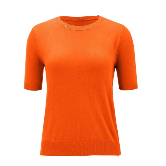 purcolt Women's Short Sleeve Knit Sweaters Lightweight Crew Neck T Shirts Business Casual Summer Pullover Tops Trendy Cute Blouses