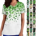 thumbnail image 1 of purcolt Women's St. Patrick's Scrub Tops Casual V Neck Short Sleeve Medical Uniform Soft Stretch Scrub Shirts with Pockets, 1 of 7