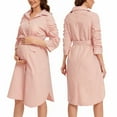 thumbnail image 1 of purcolt Women's Striped Maternity Dress 3/4 Sleeve Button Down Belted Pregnancy Clothes for Casual Wear or Baby Shower, 1 of 8
