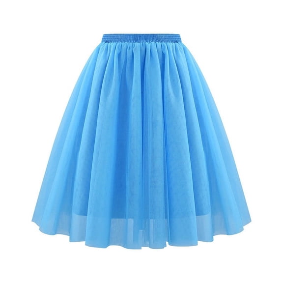 purcolt Women's Tulle Skirts A-Line Midi Length Elastic High Waist Pleated Mesh Flowy Party Long Tutu Skirts