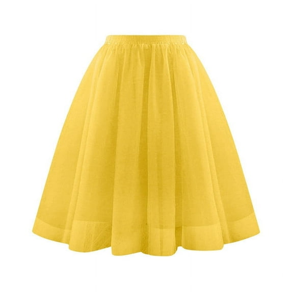purcolt Women's Tulle Skirts A-Line Midi Length Elastic High Waist Pleated Mesh Flowy Party Long Tutu Skirts