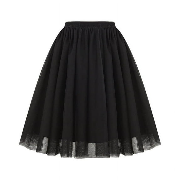 purcolt Women's Tulle Skirts A-Line Midi Length Elastic High Waist Pleated Mesh Flowy Party Long Tutu Skirts