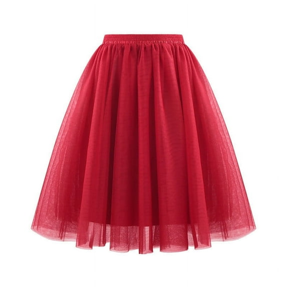 purcolt Women's Tulle Skirts Midi Length Elastic High Waist Pleated Mesh Flowy A-Line Party Long Tutu Skirts