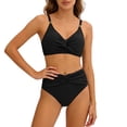 thumbnail image 1 of purcolt Women's Two Piece Swimsuit V Neck Twist Front Ruched High Waisted Bikini Sets Beach Swimming Bathing Suits, 1 of 7