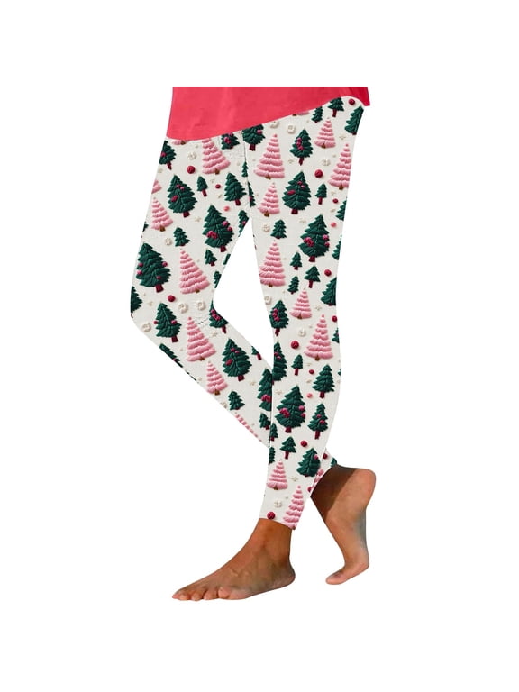 Women's Ugly Christmas High Waisted Leggings Xmas Printed Ankle Length No See Buttery Soft Yoga Pants for Workout Athletic Running