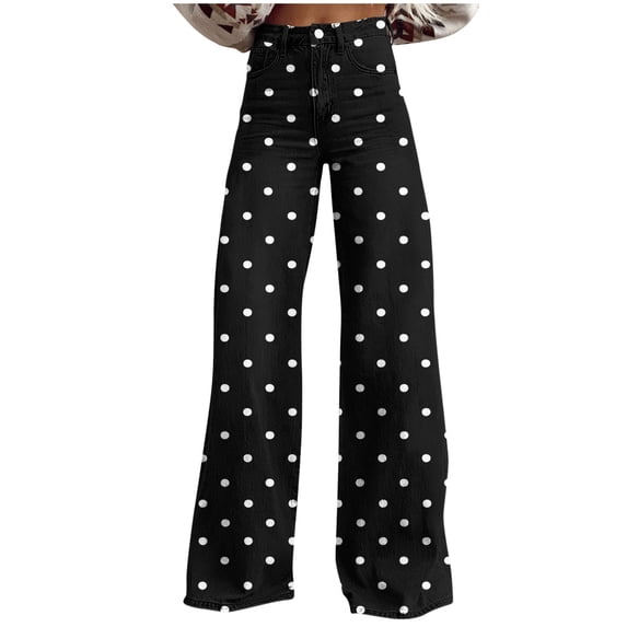 purcolt Women's Vintage Floral Printed Boho Jeans High Waist Wide Leg Denim Pants Casual Baggy Jeans Streetwear with Pockets