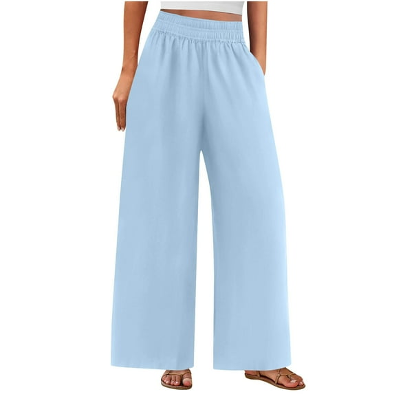 purcolt Women's Wide Leg Pants with Pockets, Elastic High Waisted Casual Loose Comfy Lounge Pants Yoga Workout Palazzo Pants Sweatpants