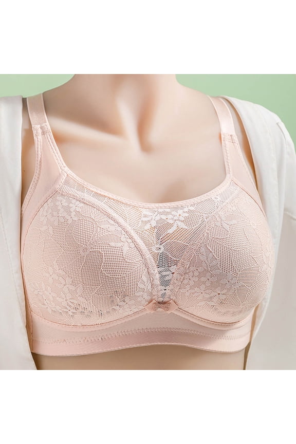 Women's Wireless Bras No Underwire Soft Support Lightly Lined Breathable Mesh Lace Bralettes Full Coverage Everyday Bras Comfort Wirefree Minimizer Bras