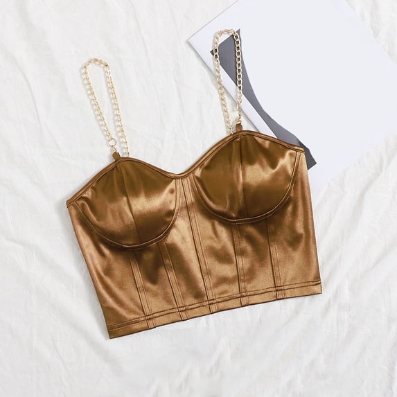 purcolt Womens Corset Crop Tops Camisole Chain Straps Y2K Streetwear Club Party Going Out Tops