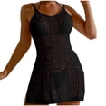 thumbnail image 1 of purcolt Womens Crochet Knit Dress Spaghetti Strap Beach Coverup Mini Dress Casual Summer Slit Bathing Suit Cover Up, 1 of 7