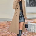 thumbnail image 1 of purcolt Womens Double Breasted Long Trench Coat Wool Blend Slim Fit Pea Coat Classic Business Casual Overcoat, 1 of 8