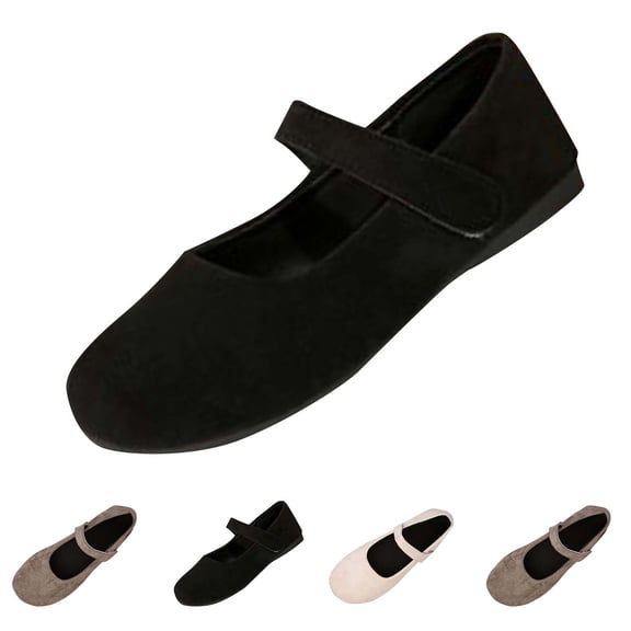 purcolt Womens Faux Suede Mary Jane Shoes Round Toe Slip On Flat Shoes Causal Comfortable Breathable Walking Shoes