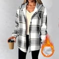 thumbnail image 1 of purcolt Womens Flannel Hoodies Drawstring Fleece Sherpa Lined Button Down Plaid Jackets Casual Long Sleeve Coats with Pockets, 1 of 6