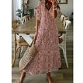 thumbnail image 1 of purcolt Womens Floral Print Maxi Boho Dress Short Sleeve Drawstring Ruffle V Neck Long Dress Casual Loose Party Vacation Dresses, 1 of 6