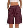 thumbnail image 1 of purcolt Womens Hiking Cargo Shorts Elastic High Waisted Casual Baggy Bermuda Shorts Knee Length Work Shorts with Multi Pockets for Walking Golf Travel, 1 of 8