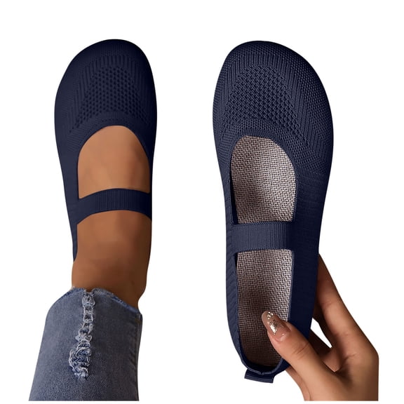 purcolt Womens Knit Flat Shoes Round Toe Breathable Comfortable Dressy Slip On Mary Jane Shoes for Walking, Driving, Dressy