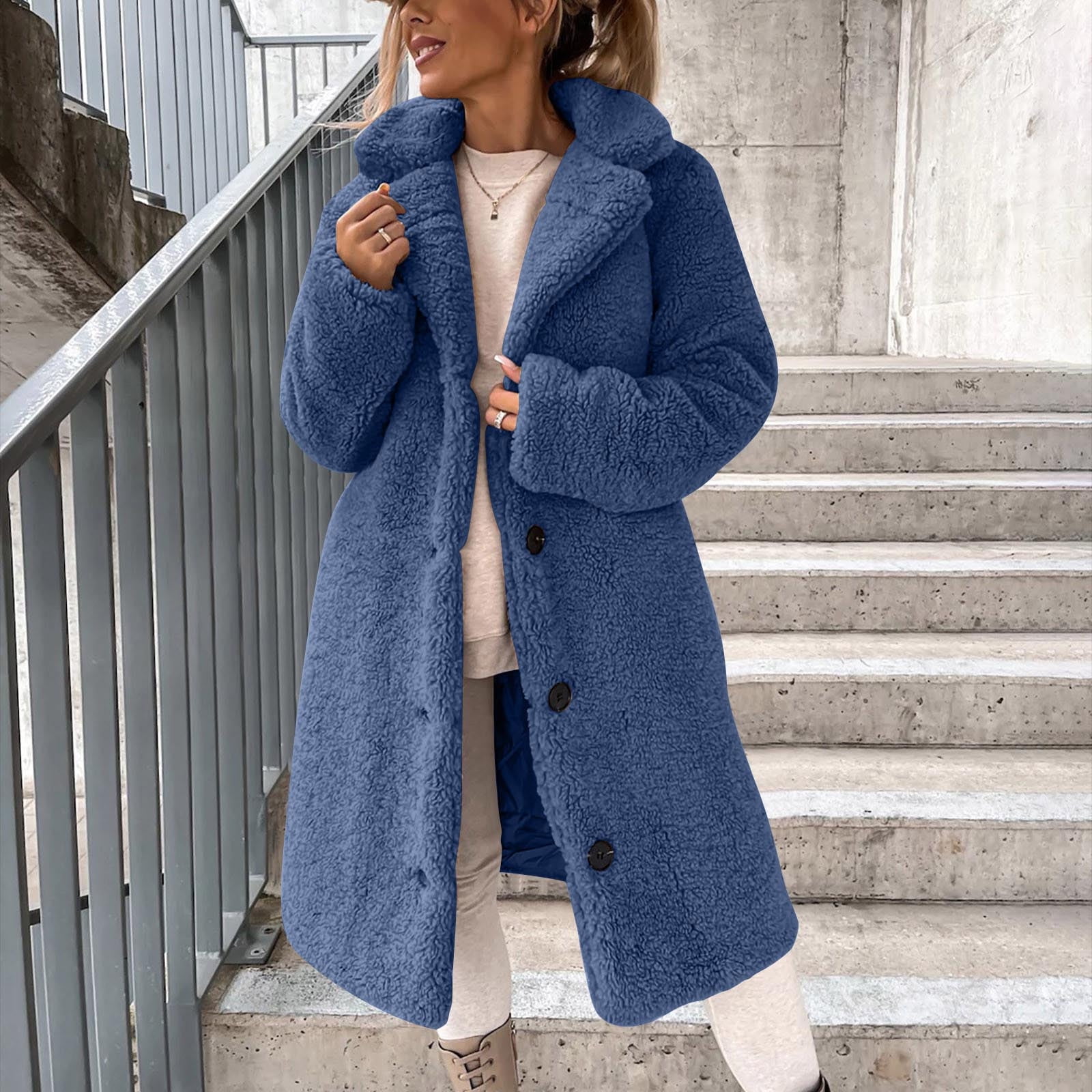purcolt Womens Long Sherpa Jackets Thick Fleece Warm Trench Coat