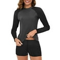 thumbnail image 1 of purcolt Womens Long Sleeve Rash Guard 2 Piece Bathing Suit Swim Shirts and Shorts Modest Swimsuit for Beach Surfing, 1 of 4