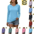 thumbnail image 1 of purcolt Womens Long Sleeve Shirts Rash Guard Casual Crewneck Tunic Tops Sun Protection Workout Hiking Running T Shirts, 1 of 7