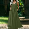 thumbnail image 1 of purcolt Womens Maxi Dresses Crew Neck Sleeveless Long Sundress Casual Loose Summer Beach Vacation Outfits with Pockets, 1 of 7