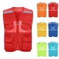thumbnail image 1 of purcolt Womens Mesh Cargo Fishing Vest with Reflective Strip & Multi Pocket V Neck Zipper Safety Vests Waistcoats for Work Construction, 1 of 5