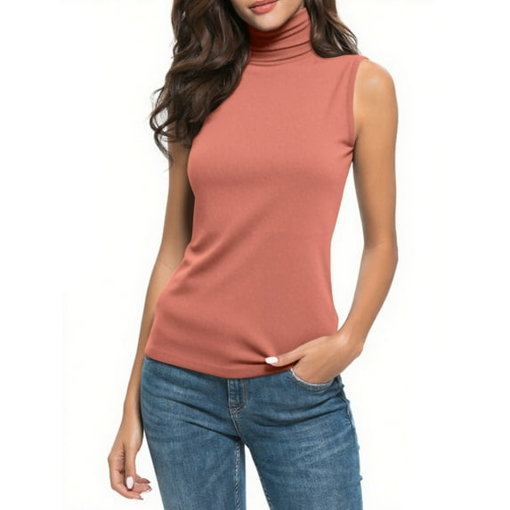 purcolt Womens Mock Turtleneck Base Shirts Solid Color Sleeveless Stretch Fitted Underscrubs Layer Tank Tee Tops