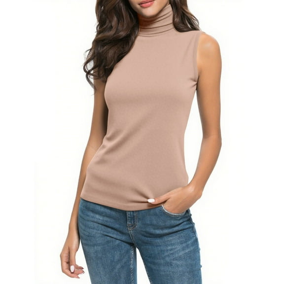purcolt Womens Mock Turtleneck Base Shirts Solid Color Sleeveless Stretch Fitted Underscrubs Layer Tank Tee Tops