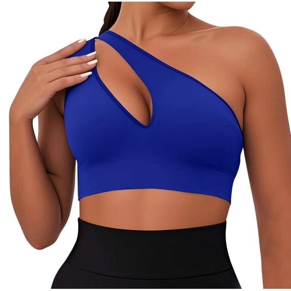 purcolt Womens One Shoulder Sports Bras Left Strap Wireless No Underwire Comfort Breathable Workout Sports Yoga Bras