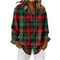 thumbnail image 1 of purcolt Womens Plaid Shirts Button Down Long Sleeve Collared Shackets Casual Lightweight Work Blouses Tops, 1 of 8