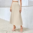 thumbnail image 1 of purcolt Womens Pleated Midi Skirts Elastic High Waisted Swing Skirt Work Office Casual Skirt, 1 of 9