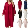 thumbnail image 1 of purcolt Womens Plus Size Robe Set Long Sleeves Bride Wedding Party Robes with Cami Sleep Dress Nightgown 2 Piece Sleepwear, 1 of 5