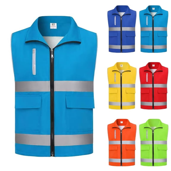 purcolt Womens Reflective Safety Vest High Visibility Multi Pocket Full Zip Waistcoats for Surveyor, Volunteer, Crossing Guard, Road, Construction