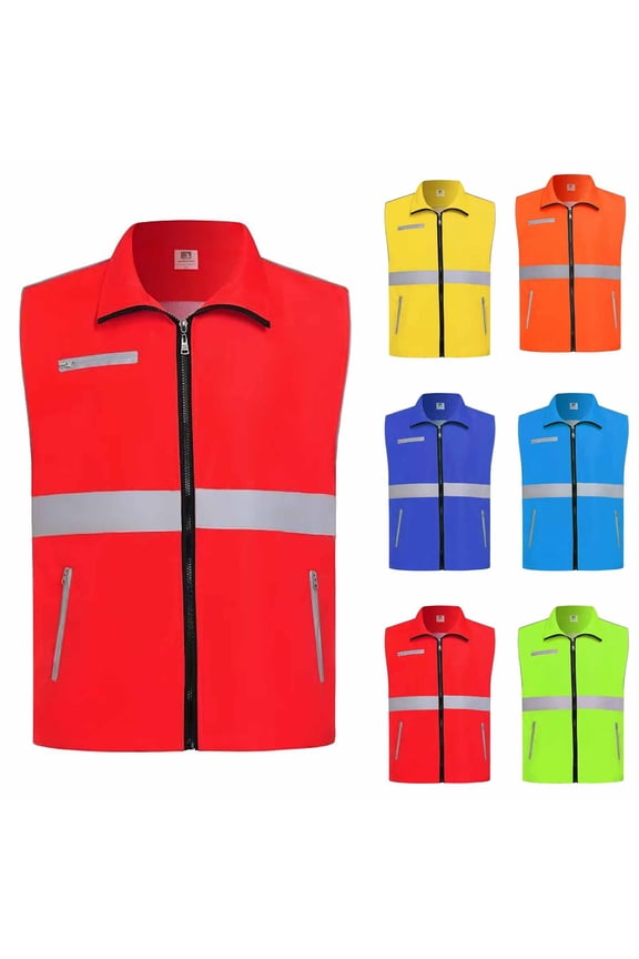 Womens Reflective Safety Vests Sleeveless High Visibility Construction Work Vest with Pockets and Zipper
