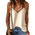 thumbnail image 1 of purcolt Womens Satin Camisole Tops Spaghetti Straps Mesh V-Neck Tank Tops Sleeveless Loose Tunic Shirt, 1 of 6