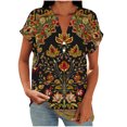 thumbnail image 1 of purcolt Womens Short Sleeve Shirts V Neck Floral Printed Button Tunic Tops Dressy Casual T Shirts Summer Blouses, 1 of 6