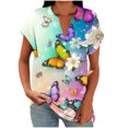 thumbnail image 1 of purcolt Womens Short Sleeve Shirts V Neck Floral Printed Button Tunic Tops Dressy Casual T Shirts Summer Blouses, 1 of 6