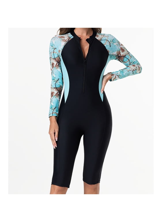 Womens Shorty Wetsuit, One Piece Swimsuit Rash Guard Front Zip Diving Suit in Cold Water for Diving Snorkeling Kayaking Swimming