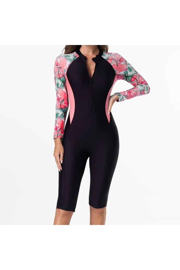 Womens Shorty Wetsuit, One Piece Swimsuit Rash Guard Front Zip Diving Suit in Cold Water for Diving Snorkeling Kayaking Swimming