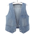 thumbnail image 1 of purcolt Womens Sleeveless Denim Vest V Neck Button Down Jean Waistcoat Y2K Dressy Casual Lightweight Jacket, 1 of 4