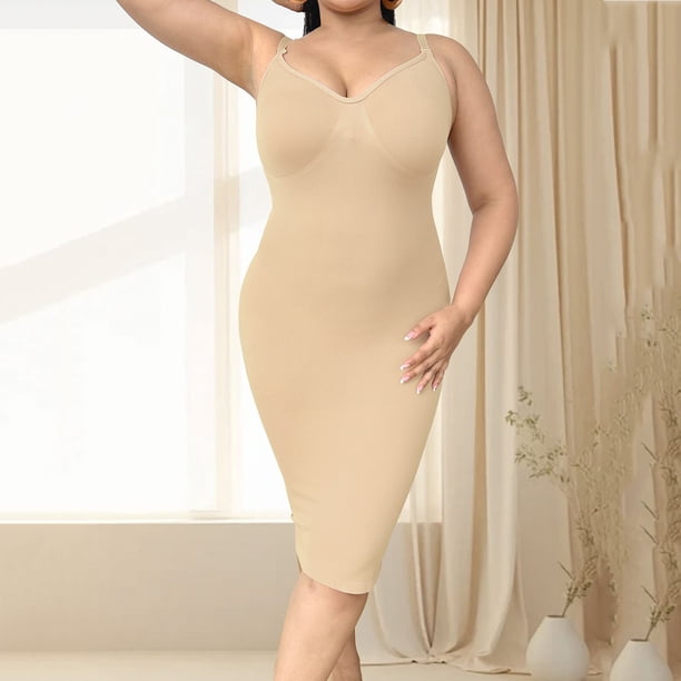 shapewear slip dress Cupshe Period Piece Black - Black Intended to be worn with any bra Voxshe Women's Long Shapewear Slip
