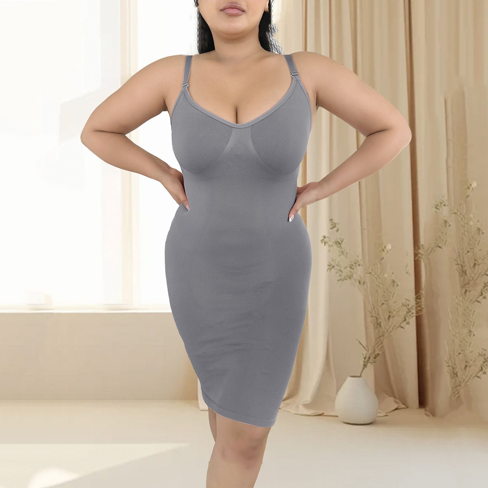 tummy control bodycon dress Feelingirl Seamless Square Neck Body Shaper Dress Shapewear Dress