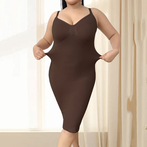 purcolt Shapewear Slips for Under Dresses Adjustable Spaghetti Strap Bodycon Full Slip Dress Tummy Control Seamless Shaping Midi Dress Body Shaper