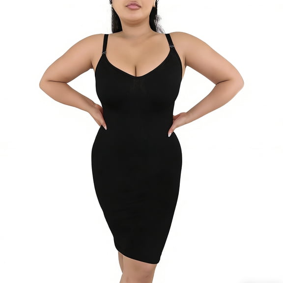 purcolt Shapewear Slips for Under Dresses Adjustable Spaghetti Strap Bodycon Full Slip Dress Tummy Control Seamless Shaping Midi Dress Body Shaper